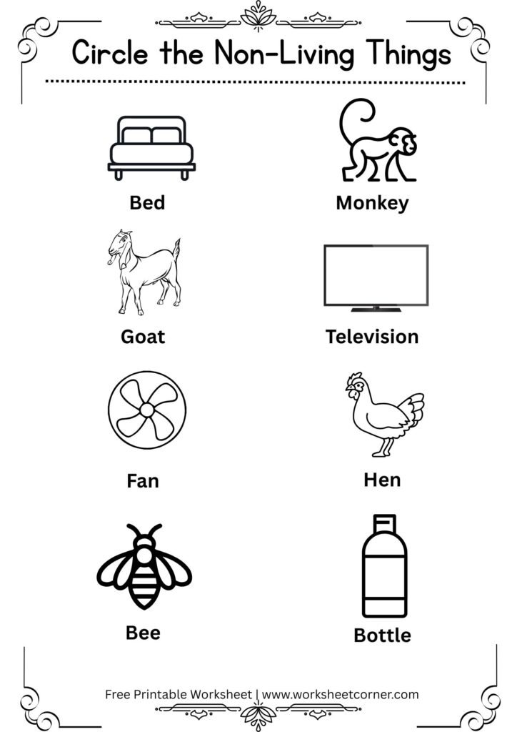 Circle the Non-Living Things Worksheet-04