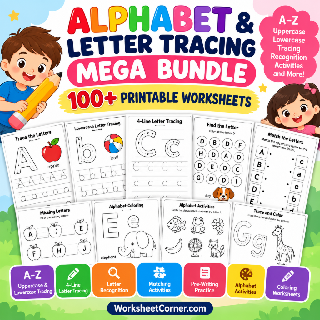 Abc Practicing Writing Alphabet & Letter Tracing Mega Bundle – 140+ Printable Worksheets ...